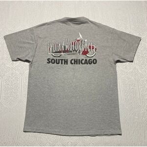 Indian Motorcycle South Chicago Graphic Pocket T-Shirt Mens Large Heather Gray